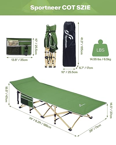 Camping Cot with Mattress Heavy Duty Folding Portable Bed P962