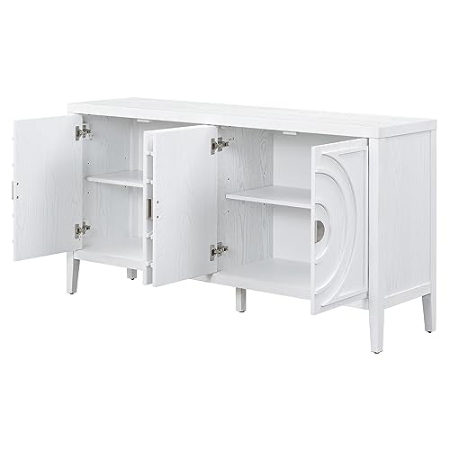Black 4-Door Sideboard Cabinet with Adjustable Shelves F95320