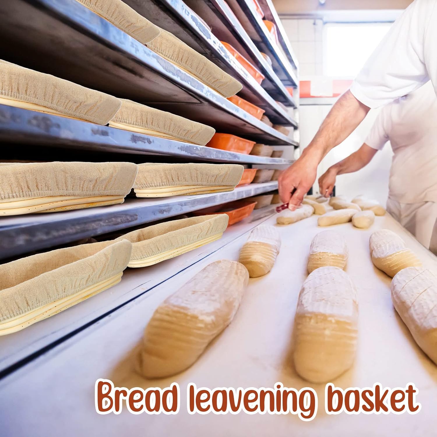 4 Pieces 13.8 Inch Oval Banneton Bread Proofing Basket with Liners T995951