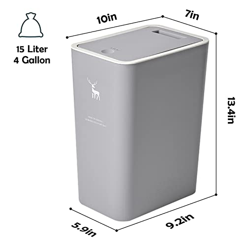 2 Pack 4 Gallons Plastic Trash Can with Lid G303021