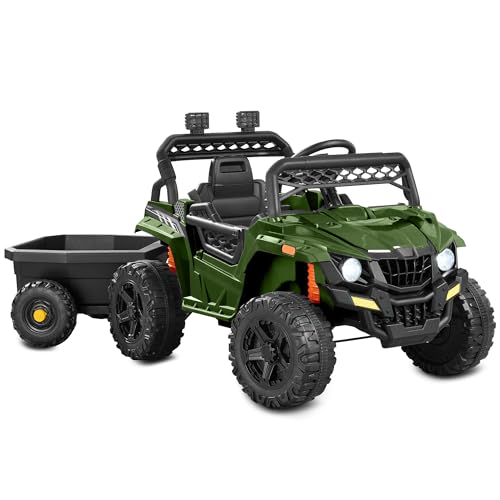Black 12V Electric Ride On UTV Car with Trailer T5203