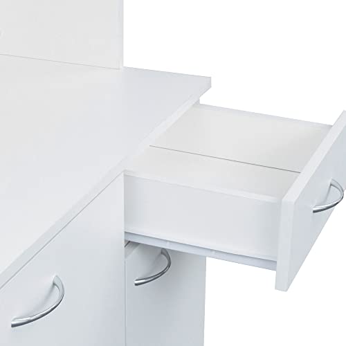 White 39" W Tall Freestanding Wood Wardrobe Armoire with Doors and Storage Shelves K770029