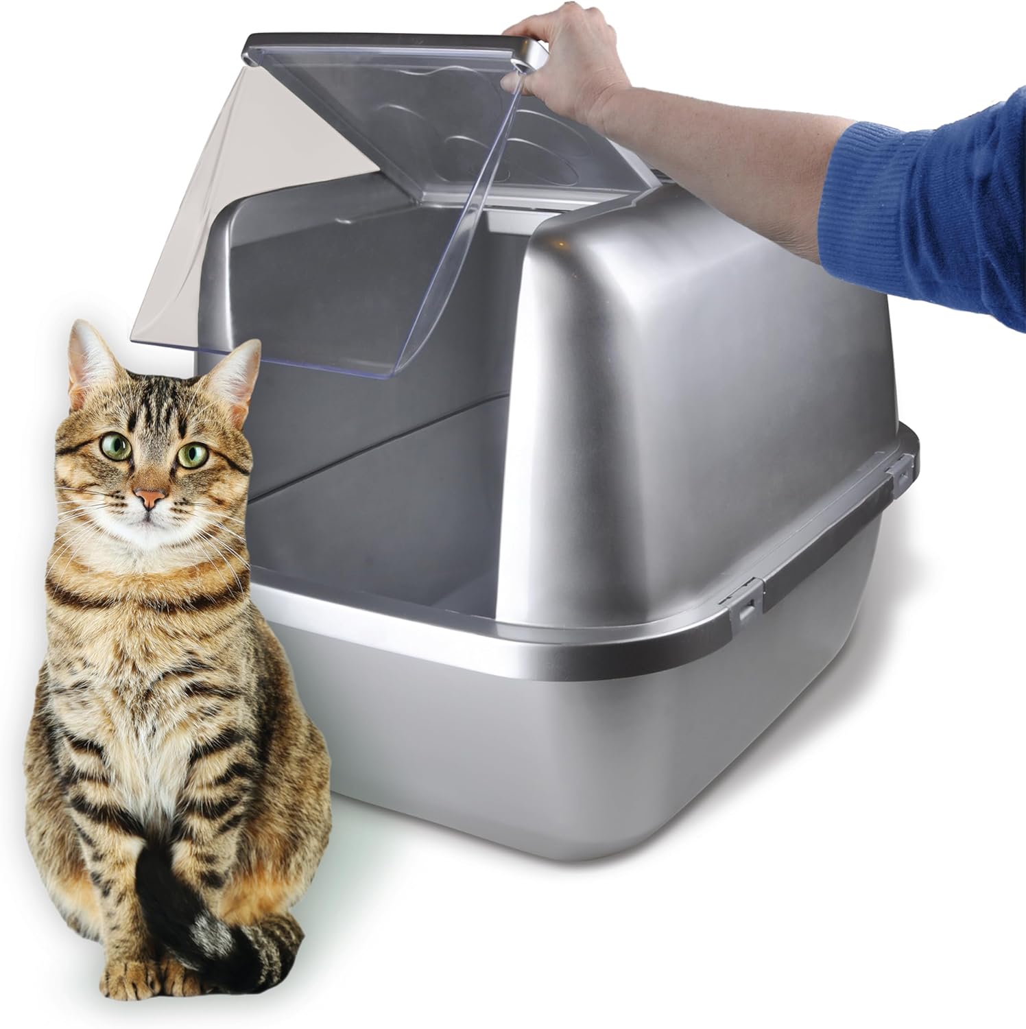 EZ Clean Jumbo Covered Cat Litter Box with Flip Top Lid U170242