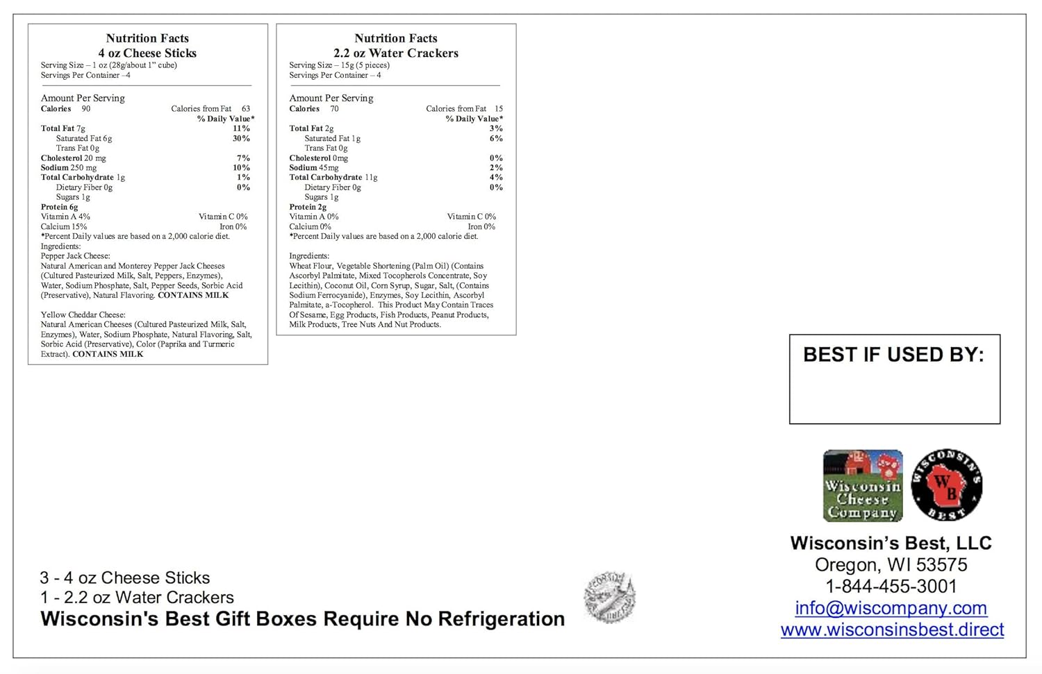 100% Wisconsin Cheddar & Pepper Jack Cheese and Cracker Gift Basket G388971