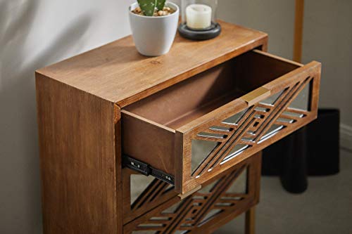 3-Drawer Wooden Accent Dresser with Mirror Fronts G821