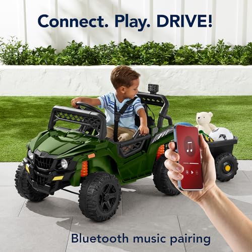Black 12V Electric Ride On UTV Car with Trailer T5203