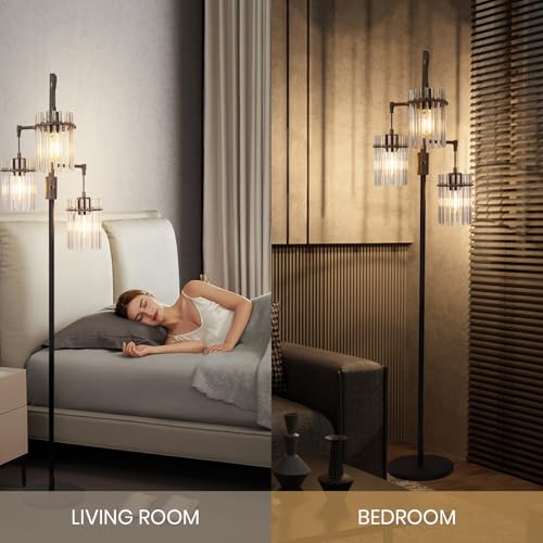 Industrial Floor Lamp with Glass Lampshade, Dimmable, Tall F5120