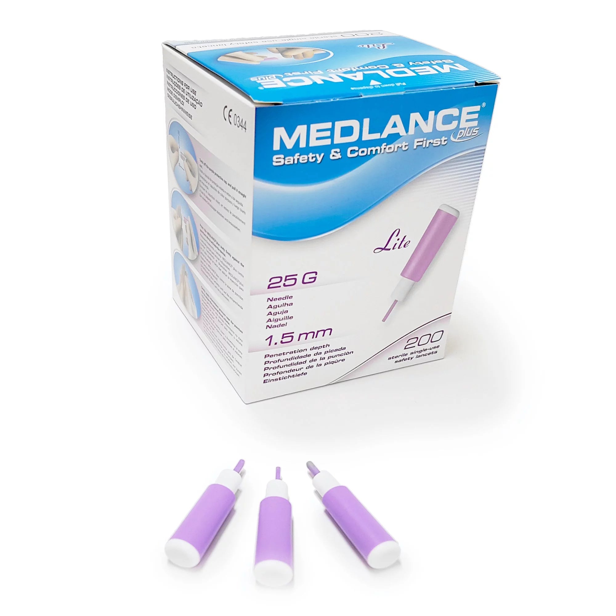 Safety Lancet 25 Gauge 1.5 mm Depth 200 /Box X6217