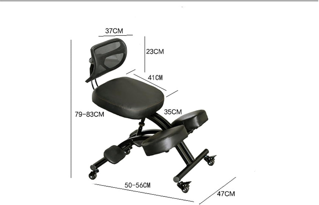 Black Ergonomic Kneeling Chair with Backrest B701