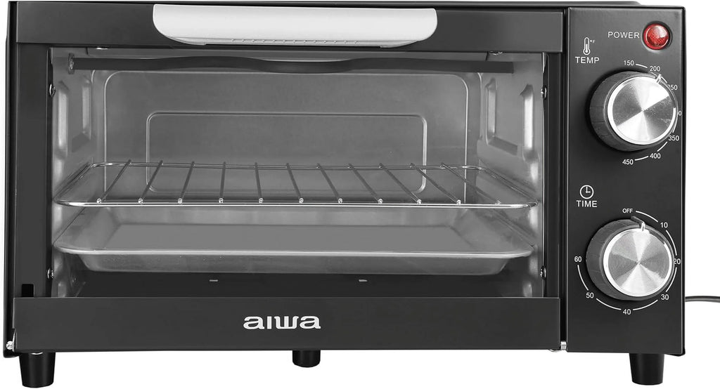 Black Countertop Toaster Oven with Baking Tray and Crumb Tray C298383