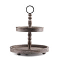 Two Tier Distressed Wood Serving Tray V711366