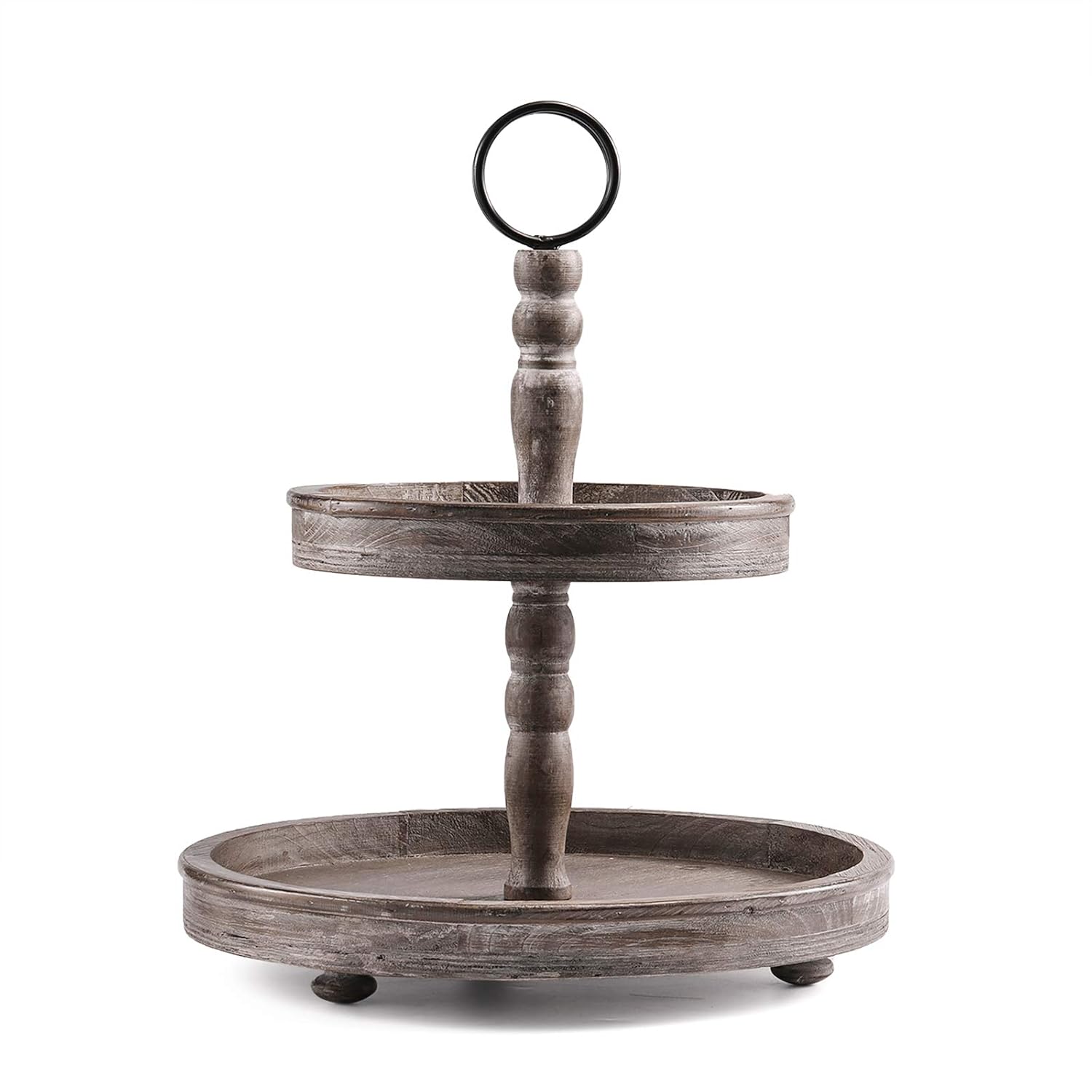 Two Tier Distressed Wood Serving Tray V711366