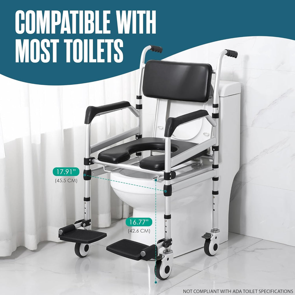 Shower Chair with Wheels, Height Adjustable T1573