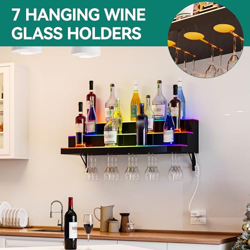 3-Tier 40-inch Acrylic Liquor Bottle Display Shelf with Wine Holder Slots L338816