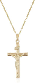 14k Gold Filled Crucifix Cross Pendant Necklace, 18” L414