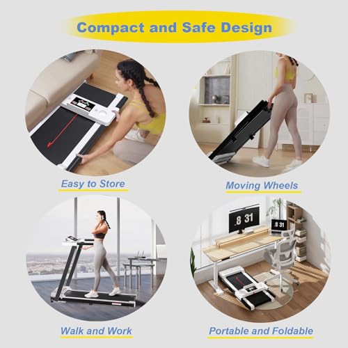 White Portable Folding Treadmill with LED Display X931