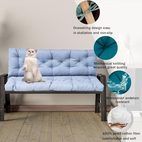 Waterproof Porch Swing Cushion with Backrest and Ties (40 * 60 in) I478246