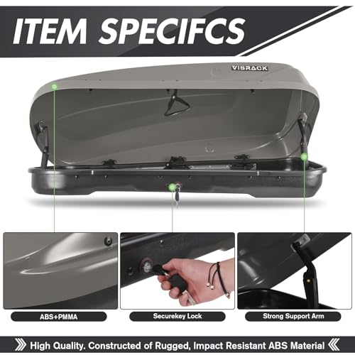 Gray 13 Cu.Ft Hard Shell Roof Cargo Box with Lock X420