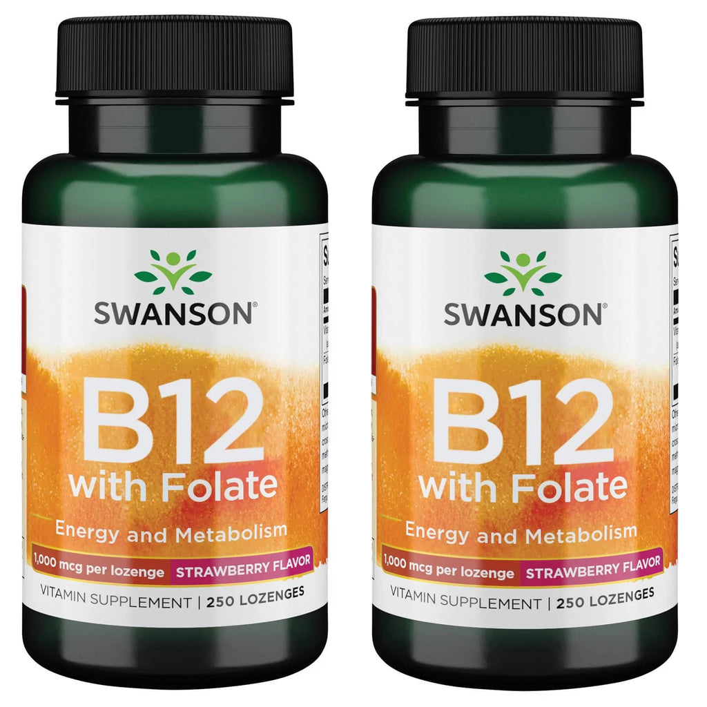Strawberry Flavor Vitamin B12 with Folate 1,000 mcg 250 Loz 2 Pack Z139306