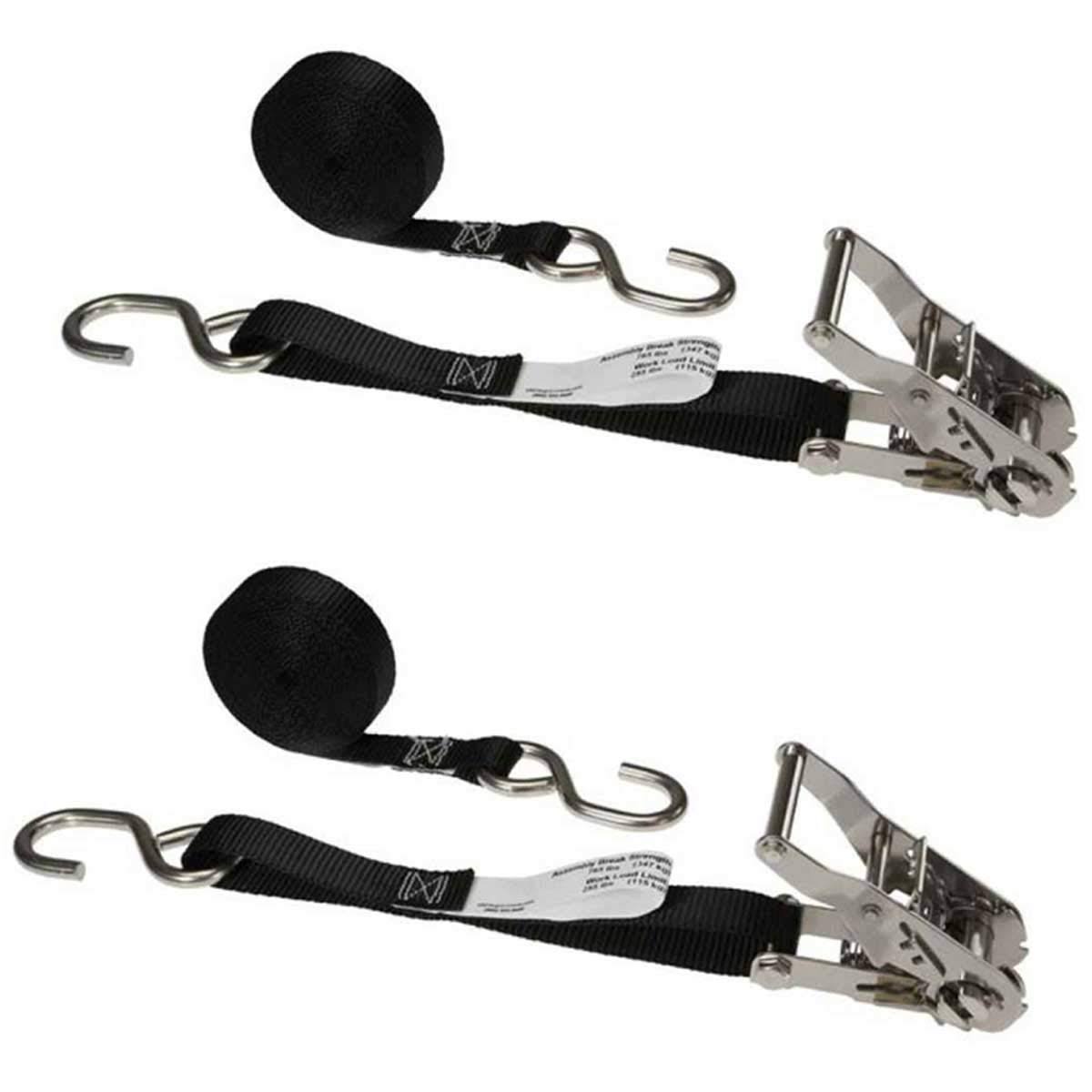 Stainless Steel Ratchet Strap Tie Down 1 inch x 10 Foot Black O37631