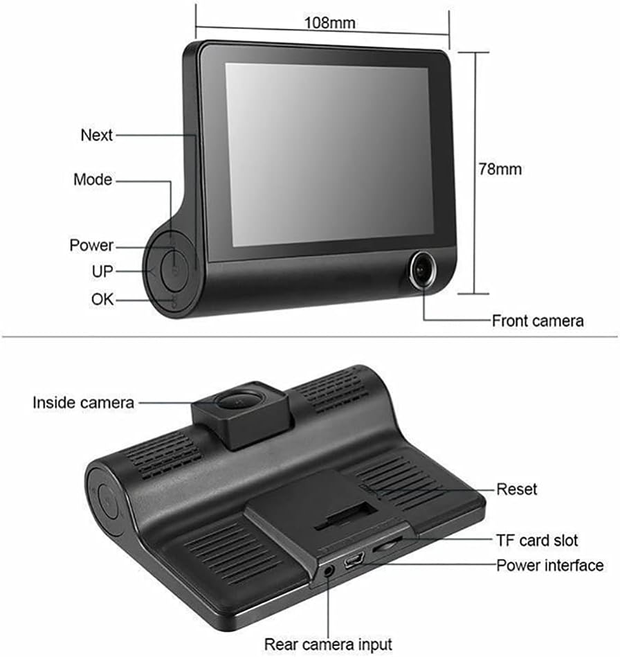 Dash Cam Front and Rear Dual 4 inch Dashboard Camera Full HD 170° Wide Angle with Night Vision Y7841