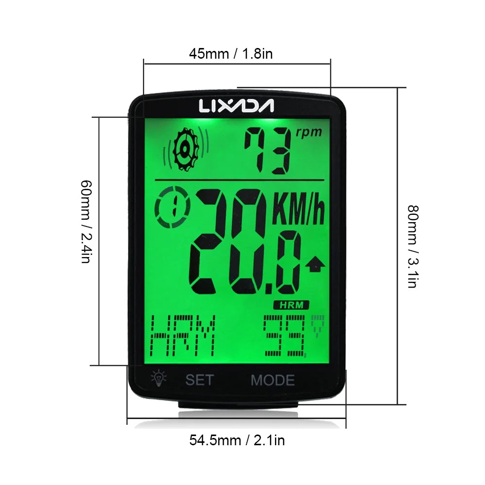3 in 1 Wireless Bike Computer with Heart Rate Sensor Speedometer Odometer C888787