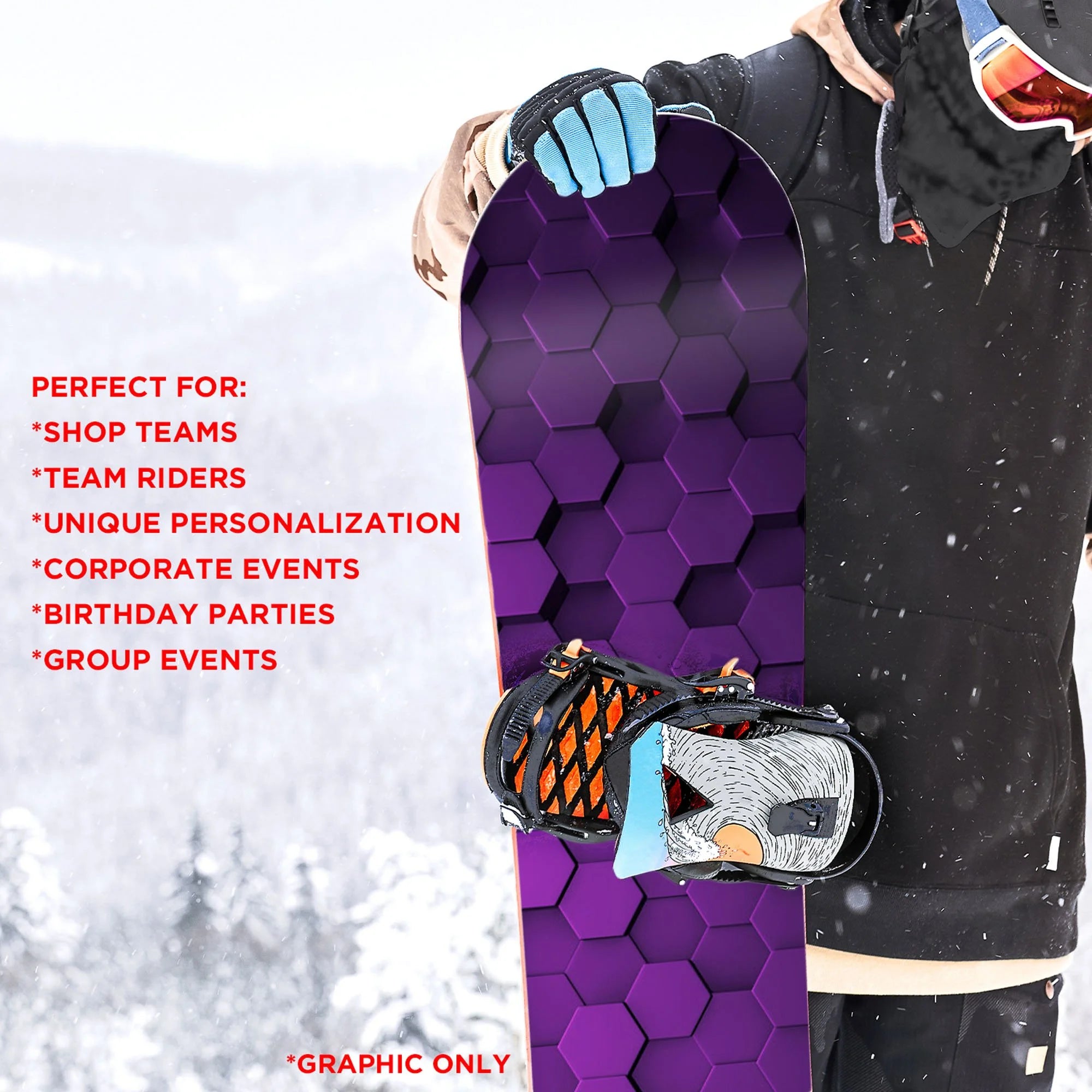 Purple Hex 3D Gradient Snowboard Wrap Sticker Skin Cover A466876