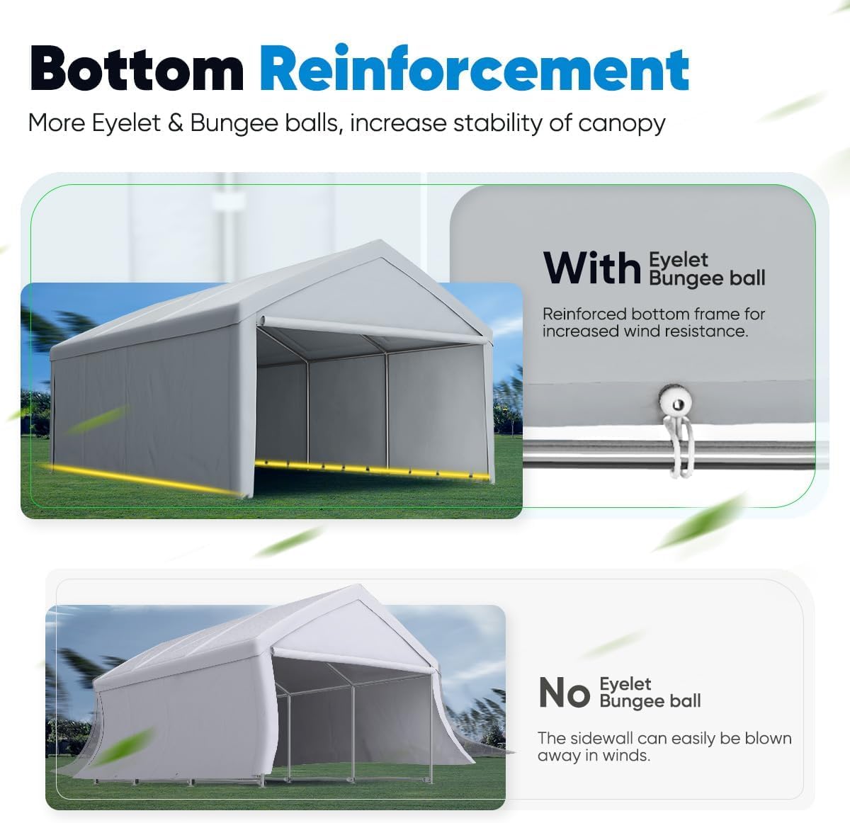 13'X20' Heavy Duty Galvanized Car Canopy Garage Boat Shelter with Reinforced Frame - Silver Gray G4938