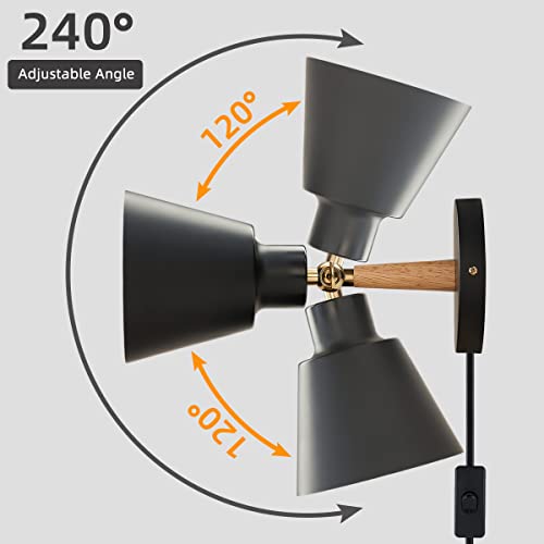 Black Nordic Wooden Plug in Wall Sconces Lighting Fixture (1 Pack) G183