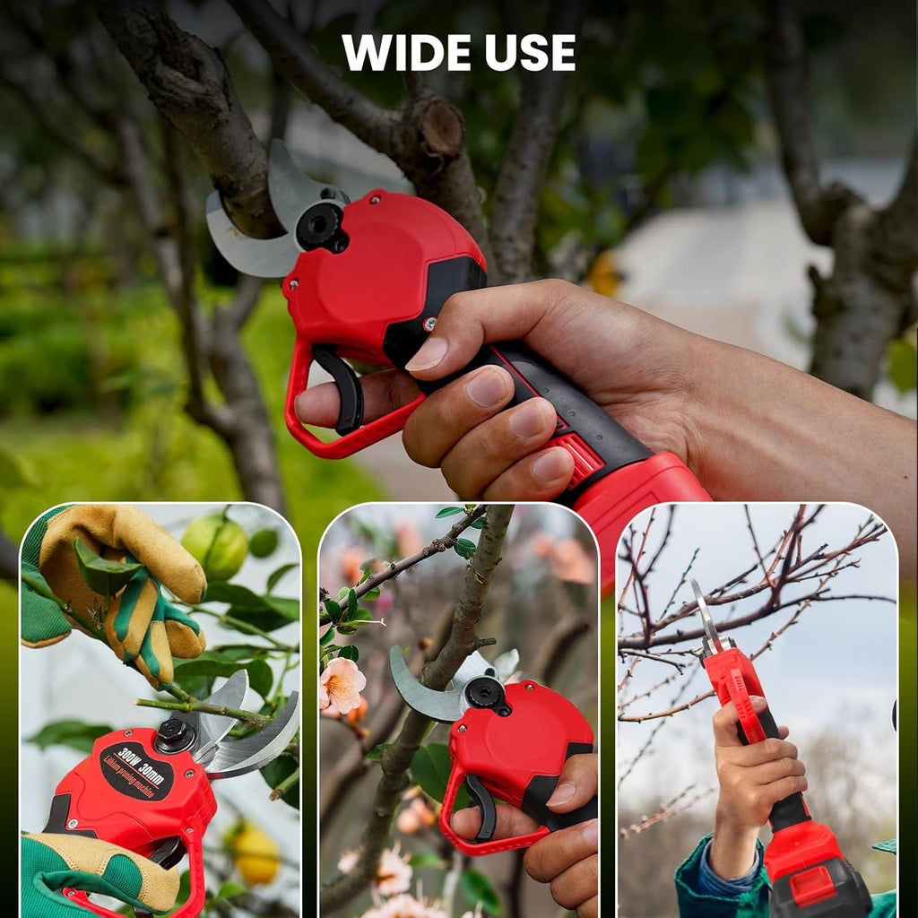 Cordless Electric Pruning Shears with Two 2.0Ah Batteries and Replacement Blades Set E209