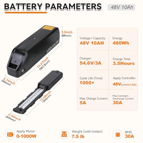 36V 48V 52V Ebike Battery Pack with 3A Fast Charger D7829