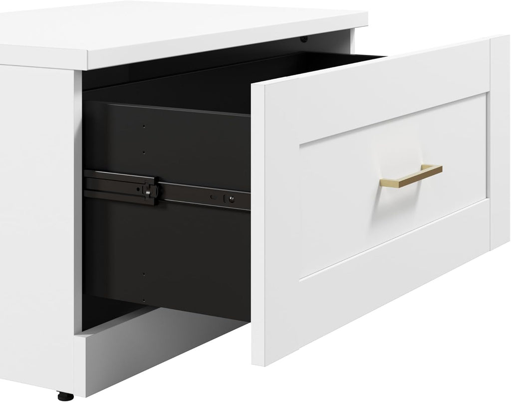 White Full Entryway Storage Set with Coat Rack and Shoe Benches B306