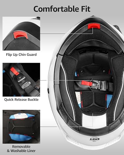 Modular Full Face Motorcycle Helmet with Flip Up Dual Visor Q79391