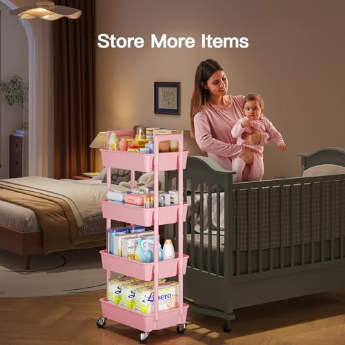 White 3 Tier Plastic Rolling Cart with Lockable Wheels E928