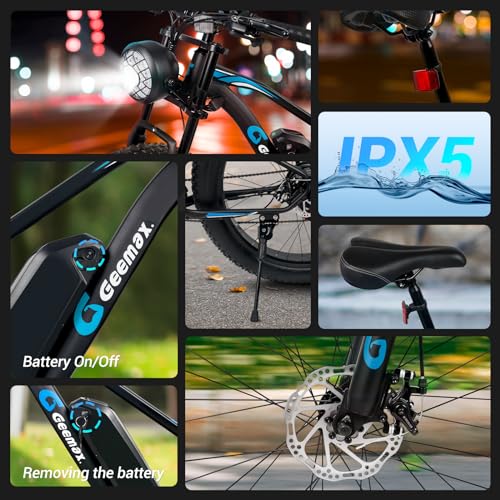 26" x 4.0 Fat Tire Electric Bike, 1000W Peak 1500W 48V 15.6Ah Lithium Battery, 35MPH, 21-Speed B60097