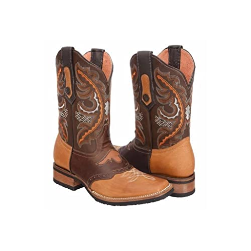 Square Toe Cowboy Boots in Genuine Leather J454