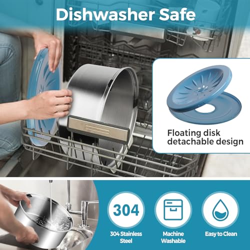 Grey Stainless Steel No Spill Dog Water Bowl H3869