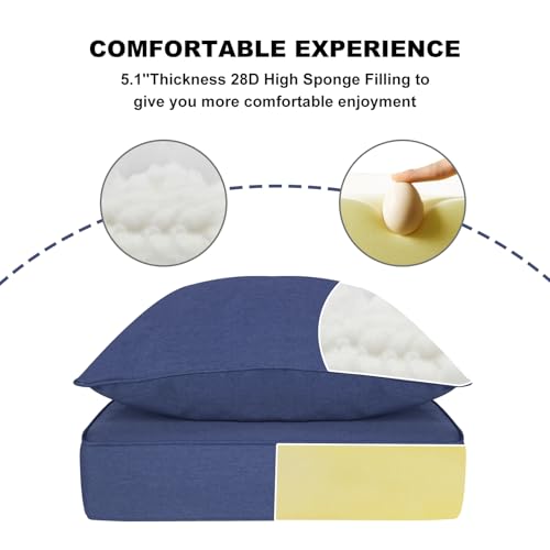 Tan Olefin Fabric Deep Seat Cushion Set of 2 O3687