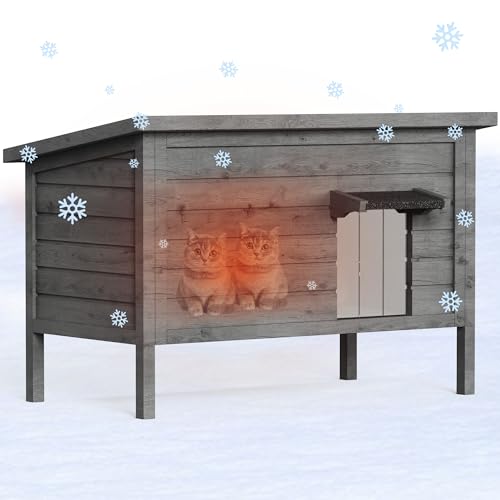 Outdoor Cat House Fully Insulated Wooden Weatherproof 34.4" L x 21.7" W x 27.2" H Q247