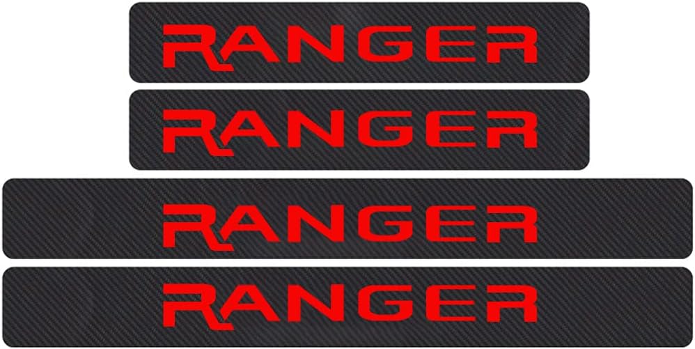 4D Carbon Fiber Door Sill Protector Stickers 4Pcs (Red) U87497