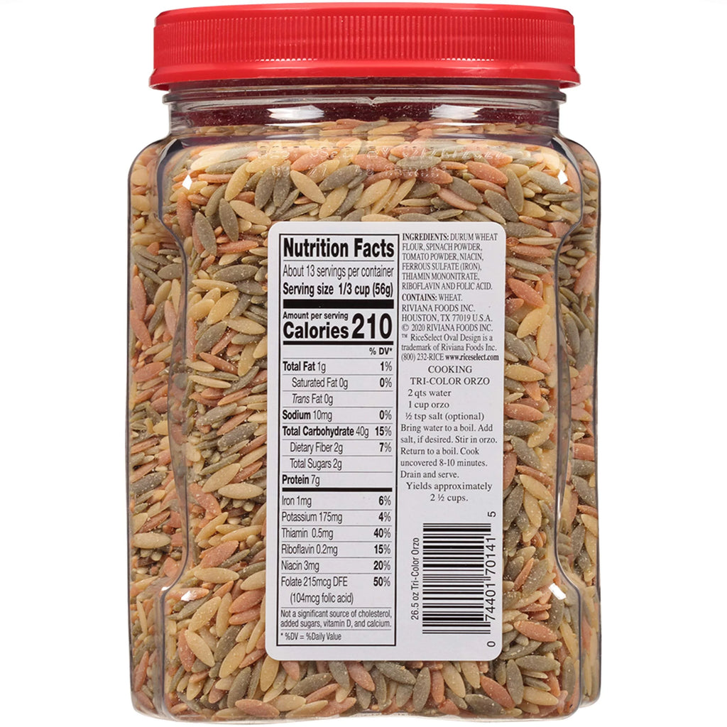 26.5 oz Tri-Color Orzo Pasta (Pack of 4 Jars) T869281