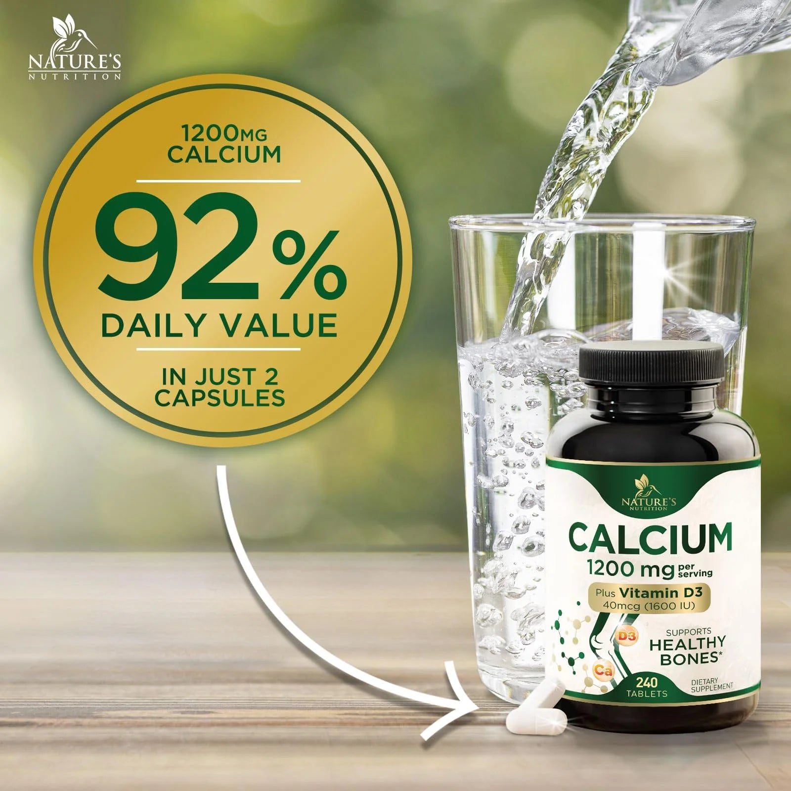 240 Tablets Calcium 1200 mg with Vitamin D3 Dietary Supplement K507712