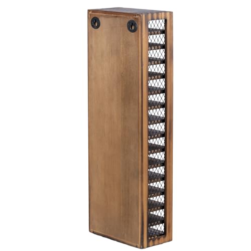 16-Slot Solid Burnt Wood Cassette Tape Storage Rack V986638