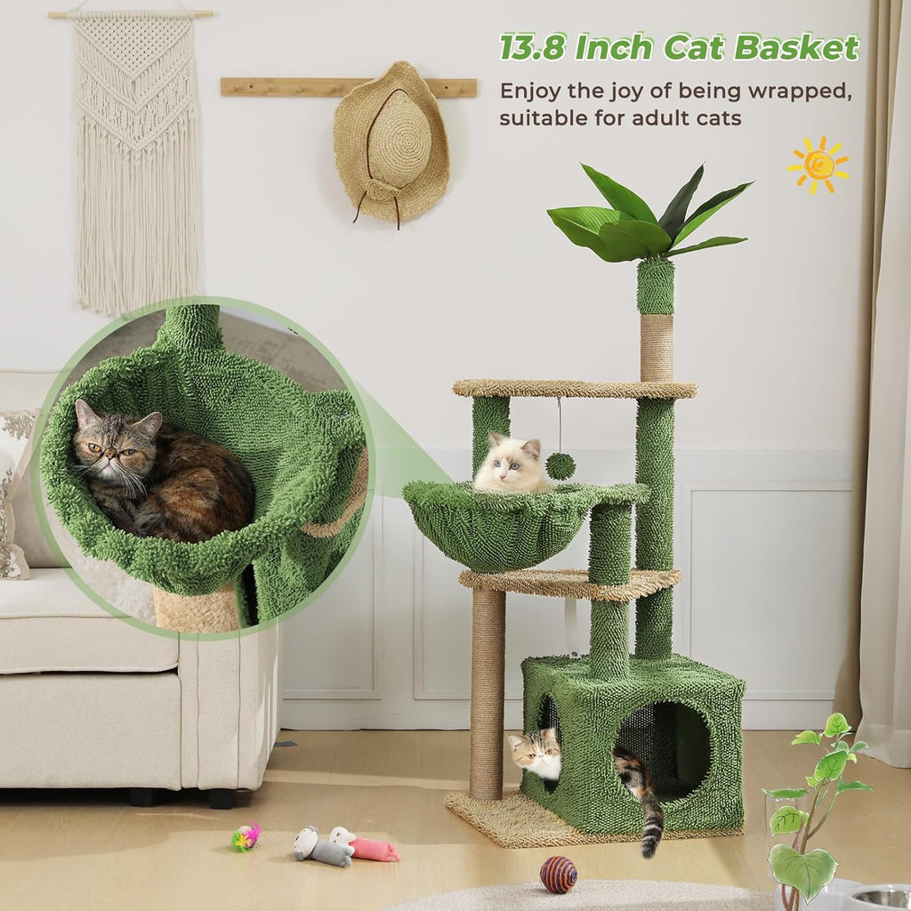 51 Inches Multi-Level Cat Tree with Hammock, Sisal Scratching Posts Z94504
