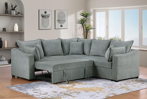 Oversized Corduroy U-Shaped Sectional Sofa with Chaise Lounge and 7 Toss Pillows Z499028