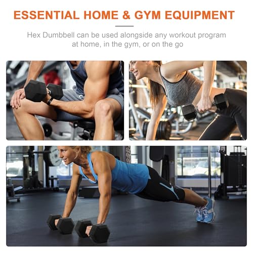 25 LB Pair Rubber Coated Hex Dumbbells V48859