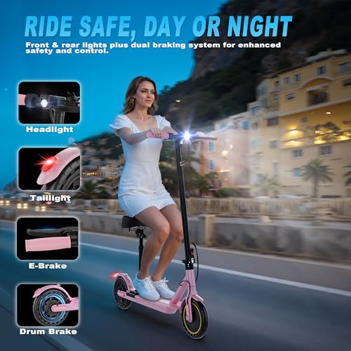 Folding Electric Scooter with Seat, 350W Motor, 8.5" Tire, 19MPH, 21Mile Range A422