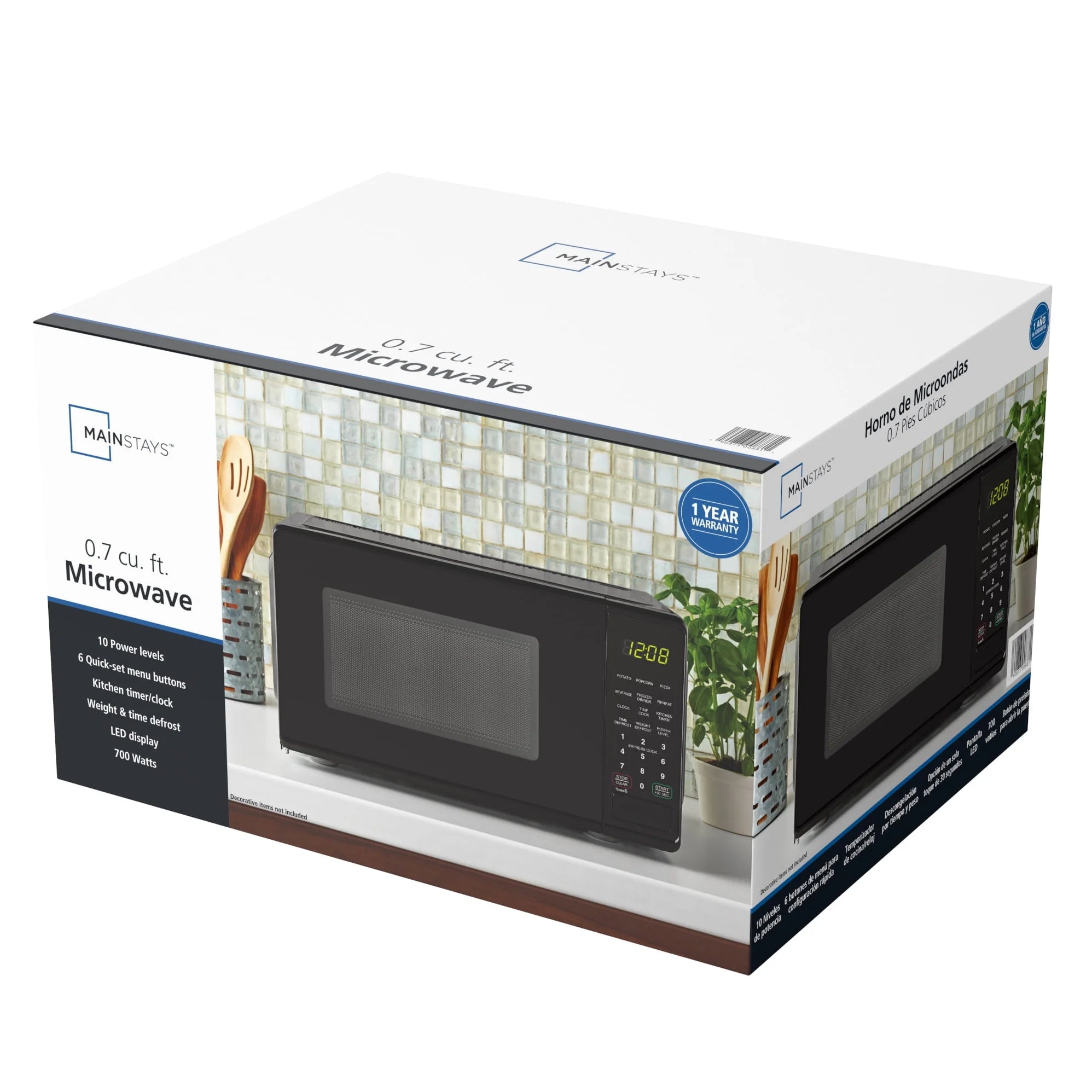 0.7 Cu ft 700 Watts Black Countertop Microwave Oven B2478