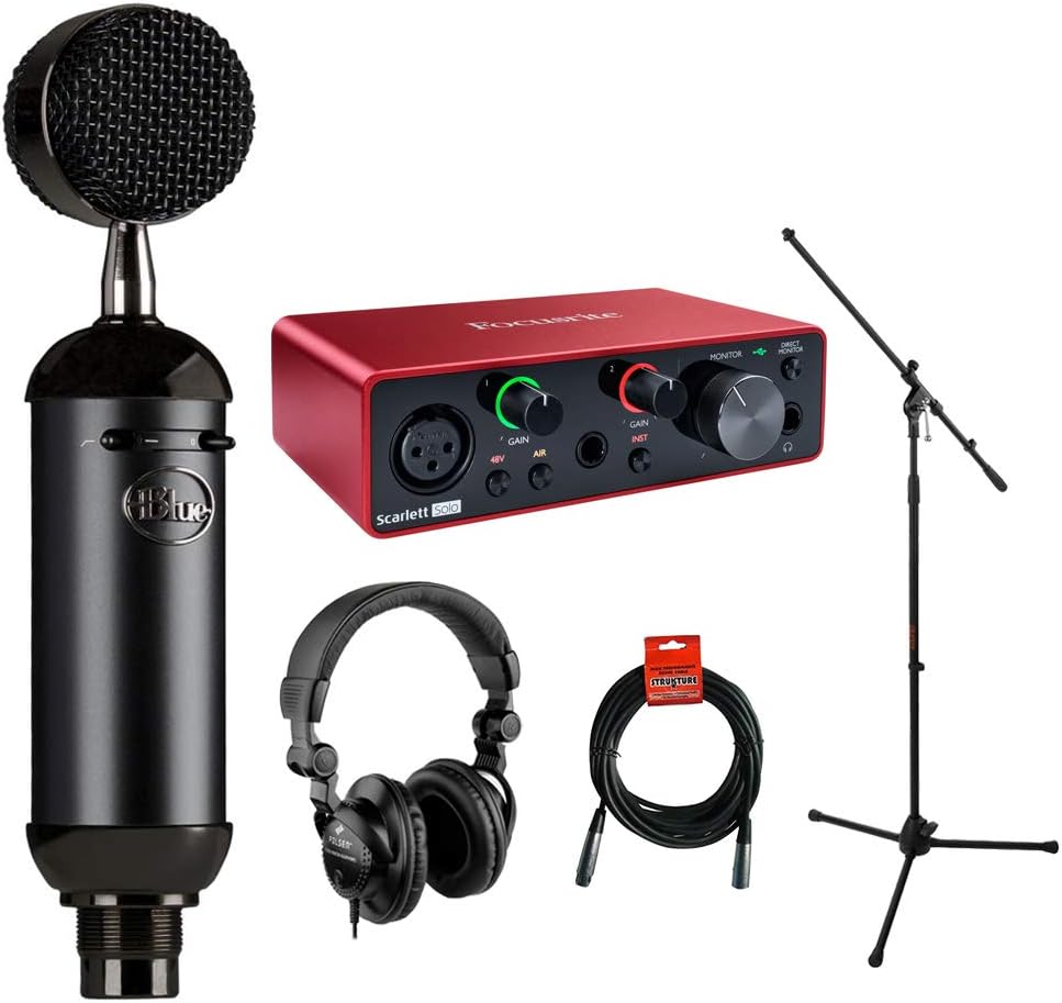 Blue Blackout XLR Condenser Microphone Bundle with Focusrite Scarlett Solo Audio Interface X5432