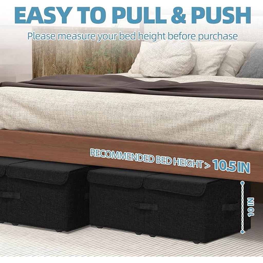 Black 2 Pack Under Bed Storage Container with Wheels and Lids H29364